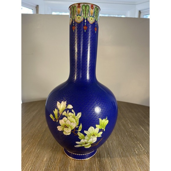 15” Rare Perfect Peacock Chinese Cloisonné Vase - Picture 9 of 11